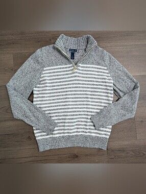 Karen Scott Quarter Zip Pillow Striped Sweater